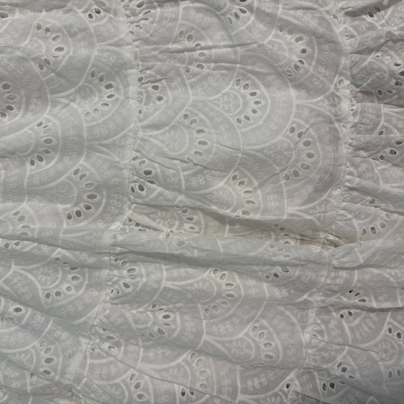 100% Cotton-Better Be- White Eyelet Tiered Midi Dress with Tie Size M - Picture 2 of 9